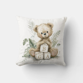 Almofada Cute Watercolour Teddy with wooden blocks