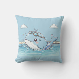 Almofada Cute Whale Kids Swimming Design