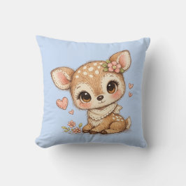 Almofada Cute Whimsical Watercolor Animal  Throw Pillow