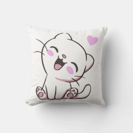 Almofada Cute White Kitten Throw Pillow