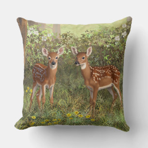 Almofada Cute Whitetail Deer Twin Fawns
