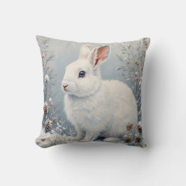 Almofada Cute Winter Bunny – White Rabbit with Blue Eyes