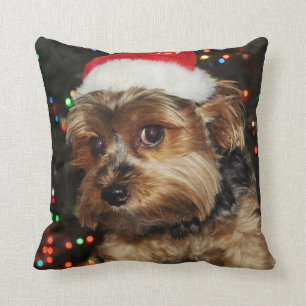Almofada Cute Yorkshire terrier com Santa Hat