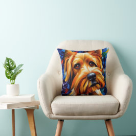 Almofada Cute Yorkshire Terrier Dog Painting Poster