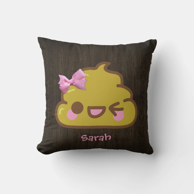 Almofada Cutey personalizado Poo com arco cor-de-rosa (Frente)