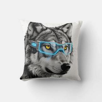 Almofada Cyberwolf - Futuristic Tech Animal Graphic