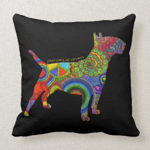 Almofada Da "amor paz & travesseiro do pop art dos terrier