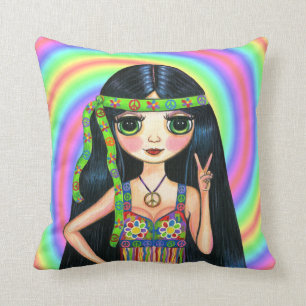 Almofada Da paz sinal de paz de piscamento do Hippie da