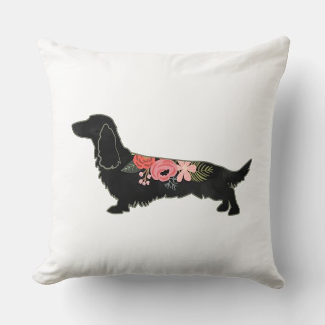 Almofada Dachshund Bohemian Floral Silhouette (Frente)