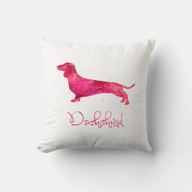Almofada Dachshund - Design de Aquarela (Frente)