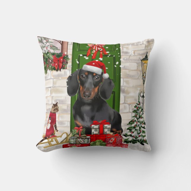 Almofada Dachshund Dog Christmas (Frente)
