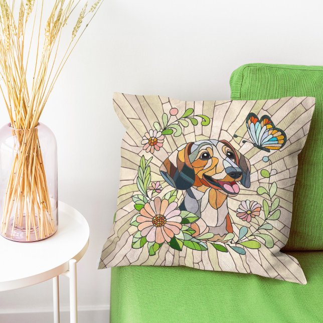 Almofada Dachshund dog - Doxie - mosaico colorido (Criador carregado)