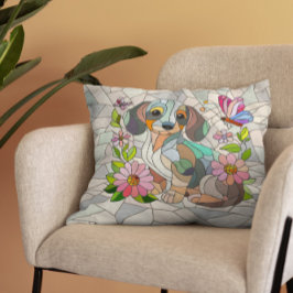 Almofada Dachshund dog - Doxie - mosaico colorido