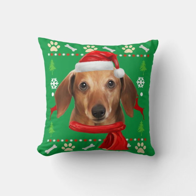 Almofada Dachshund Dog Ugly Christmas (Frente)