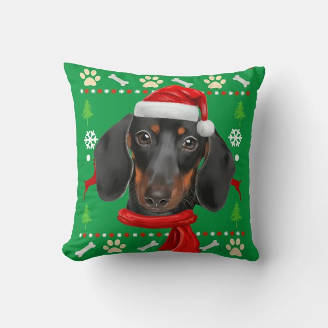 Almofada Dachshund Dog Ugly Christmas (Frente)