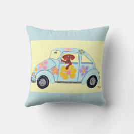 Almofada Dachshund em carro hippie