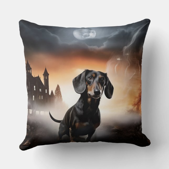 Almofada Dachshund Halloween Scary (Verso)