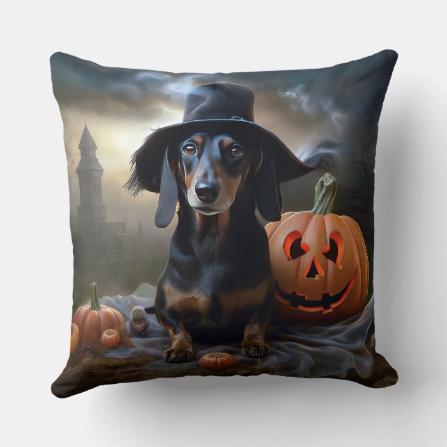 Almofada Dachshund Halloween Scary (Verso)