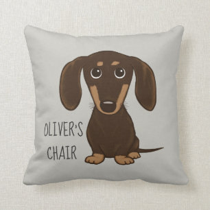 Almofada Dachshund Personalizado de Penteado de Chocolate B
