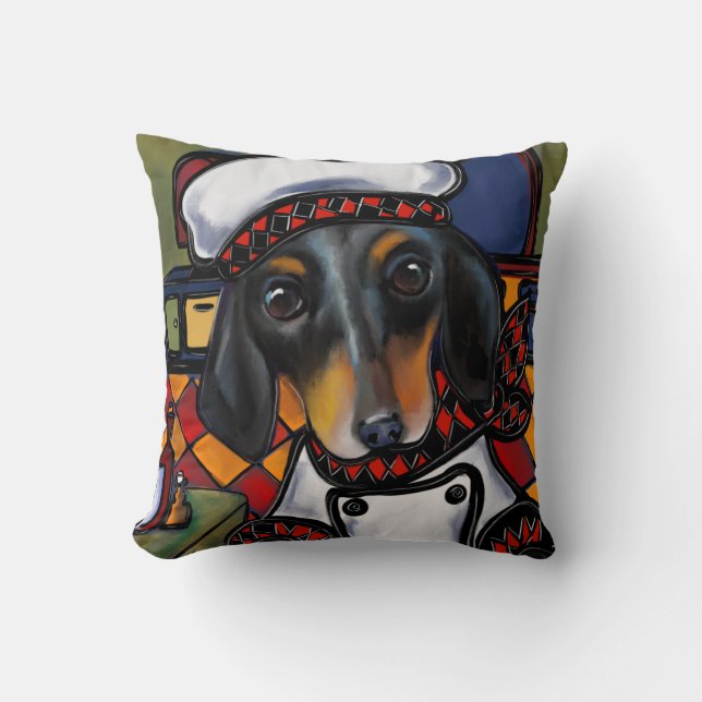 Almofada Dachshund Preto e Bege    (Frente)