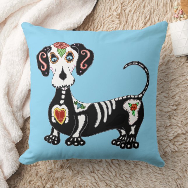 Almofada Dachshund Sugar Skull (Cobertor)