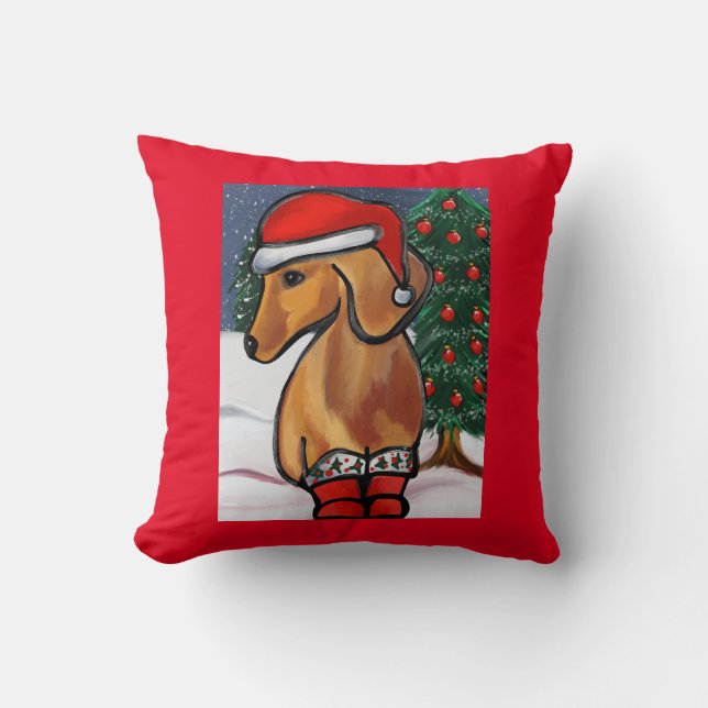 Almofada Dachshund Vermelho (Frente)