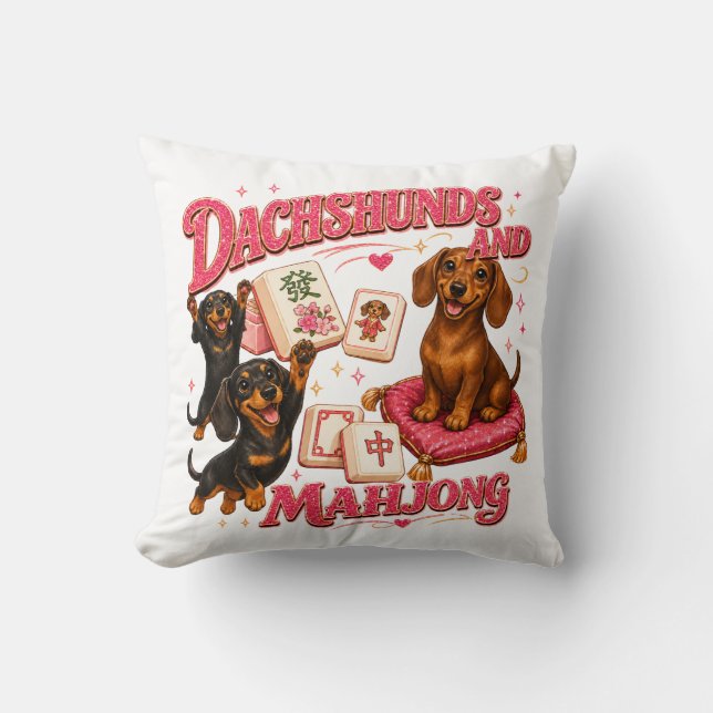 Almofada Dachshunds e Mahjong (Frente)