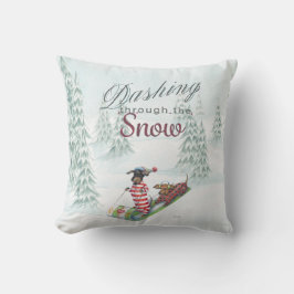 Almofada Dachshunds que precipitam através do travesseiro