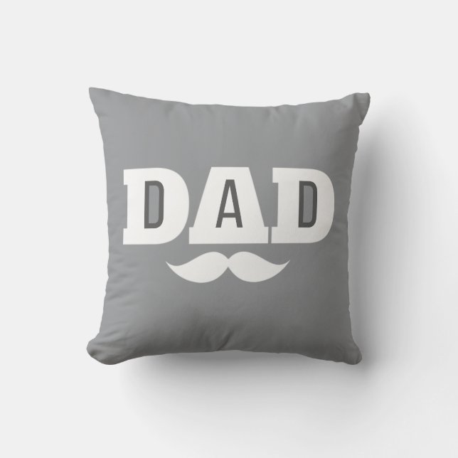 Almofada Dad Throw Pillow Mustache Brow Black Grey Orange (Frente)