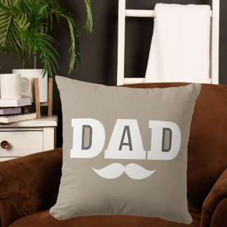 Almofada Dad Throw Pillow Mustache Brow Black Grey Orange