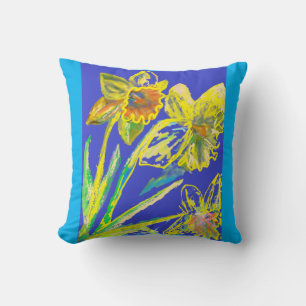 Almofada Daffodil Abstrato Watercolor flower Yellow