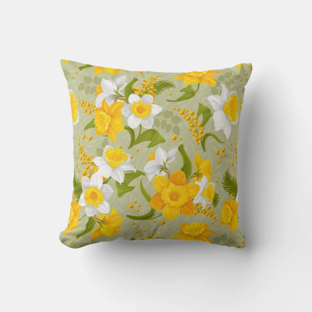 Almofada Daffodil Primavera Chic Modern Floral (Frente)