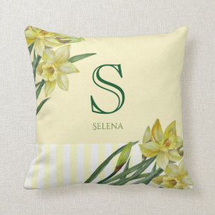 Almofada Daffodils De Aquarelas Flor Monograma De Arte Flor