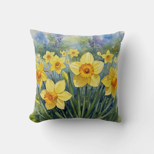 Almofada Daffodils, Tulipas, Hyacintos, Borboletas Travesse (Frente)