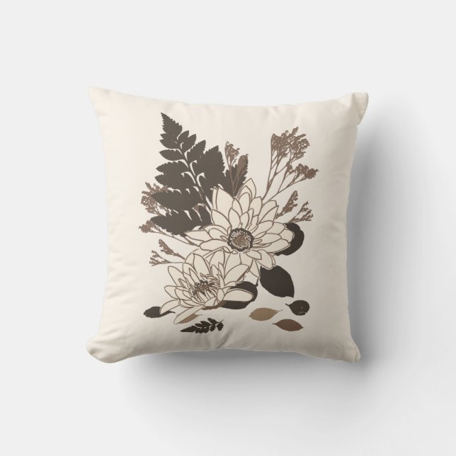 Almofada Daisies and Leaves - transparente no creme. (Frente)