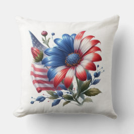 Almofada Daisies Patriotas e Bandeira Americana