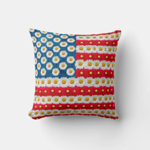 Almofada Daisy American Flag Red White Travesseiro decorati