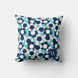 Almofada Daisy Bloom Elegante – Monograma Azul Turquesa e A