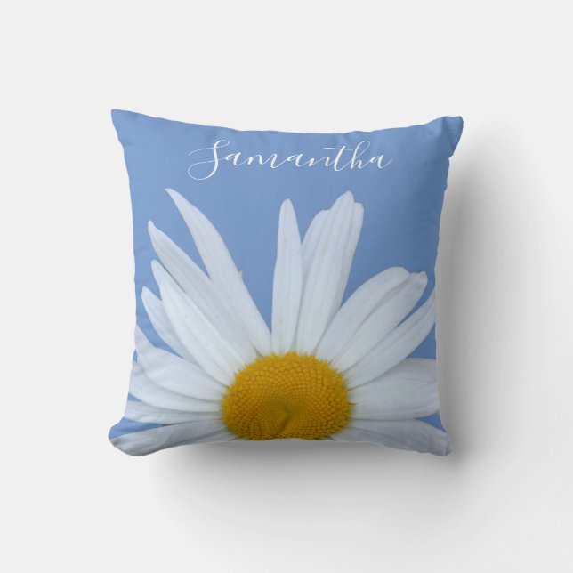 Almofada Daisy Blue Elegant White Script (Frente)