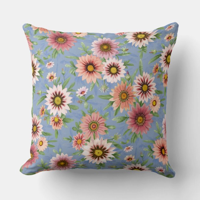 Almofada Daisy Floral em Azul (Frente)