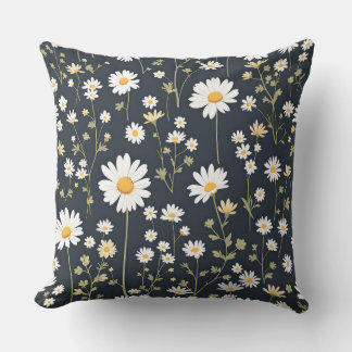Almofada Daisy Meadow Floral Pattern.Modern ao ar livre