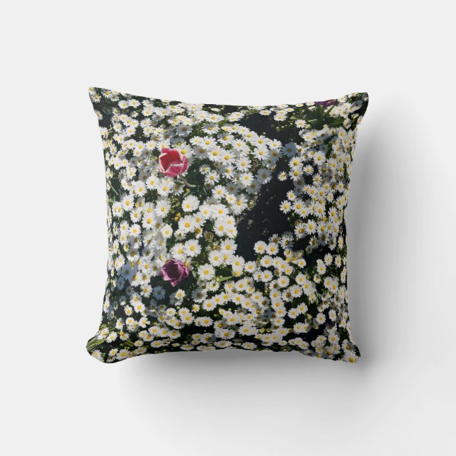 Almofada Daisy Meadow Polyester Throw Pillow (Frente)