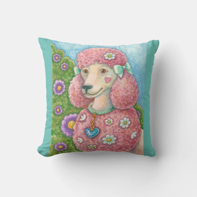 Almofada DAISY O TRAVESSEIRO DECORATIVO de Poodle Rosa (Frente)