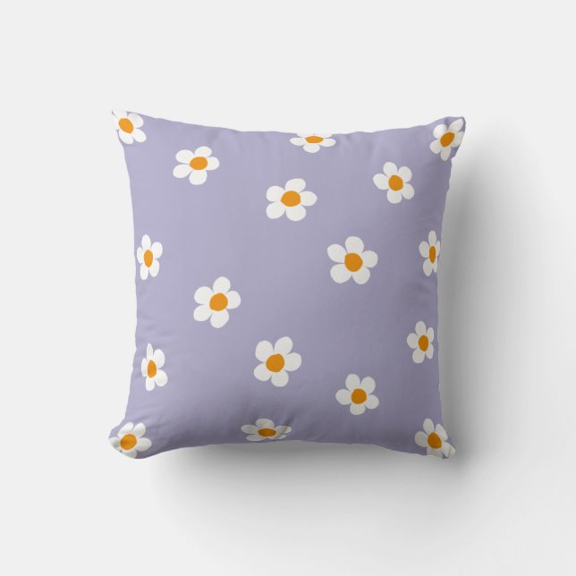 Almofada Daisy Pattern Purple Cute Modern (Frente)