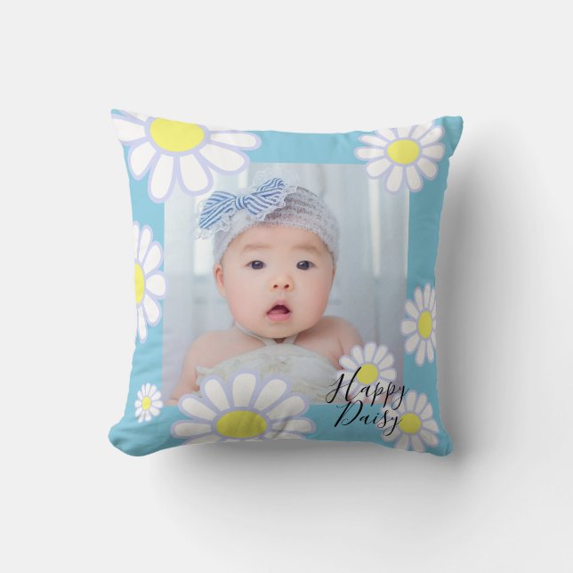 Almofada Daisy Simple Blue Photo (Frente)