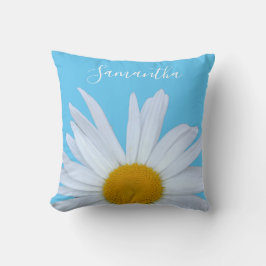 Almofada Daisy Sky Blue Elegant White Script