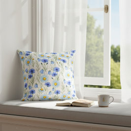 Almofada Dália Cornflower Bluebell Acento Floral Botânico
