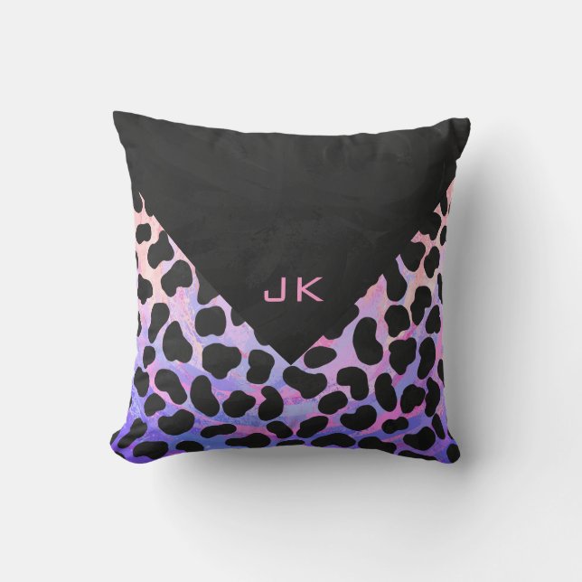 Almofada Dálmata Monograma Preto e Rosa (Frente)