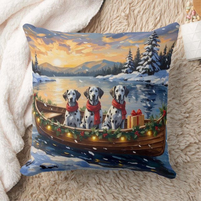 Almofada Dalmatian Christmas Boat Holiday (Cobertor)