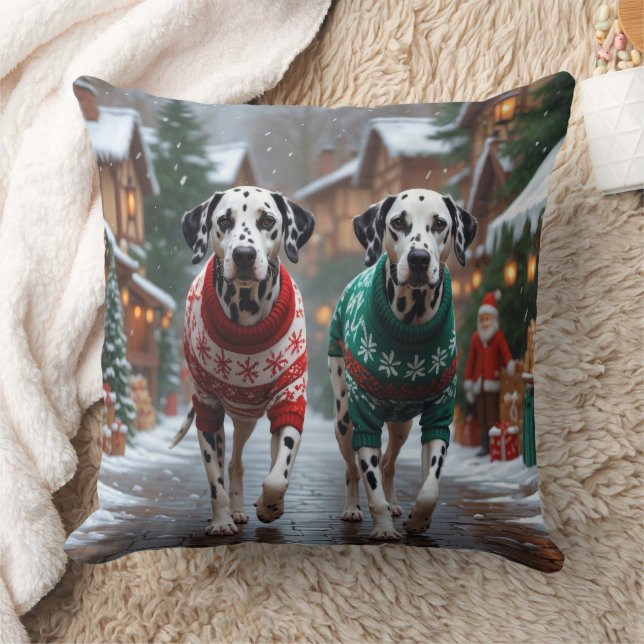 Almofada Dalmatian Dogs Christmas Snow Holiday  (Cobertor)